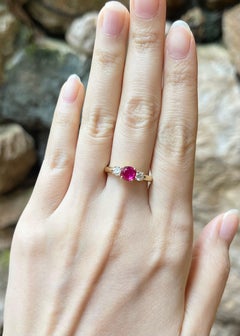 Unheated Burmese Ruby with Diamond Ring set in 18K Gold Settings