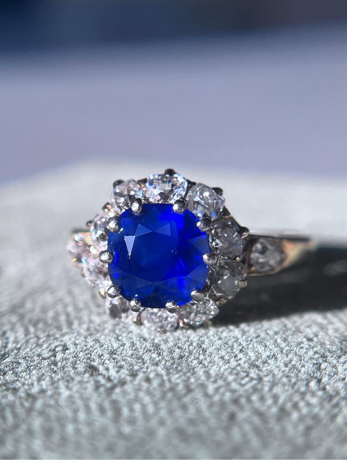 Unheated Burmese Sapphire and Diamond Ring, 2.30 Carats In Good Condition In Houston, TX