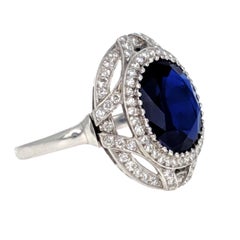 Unheated Burmese 4.59 Carat Sapphire Diamond Platinum Ring