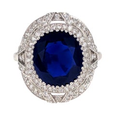 Unheated Burmese 4.59 Carat Sapphire Diamond Platinum Ring