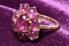 Unheated Burmese Star Ruby Cocktail Ring 18K Yellow Gold