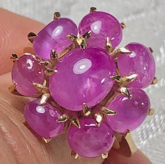 Unheated Burmese Star Ruby Cocktail Ring 18K Yellow Gold