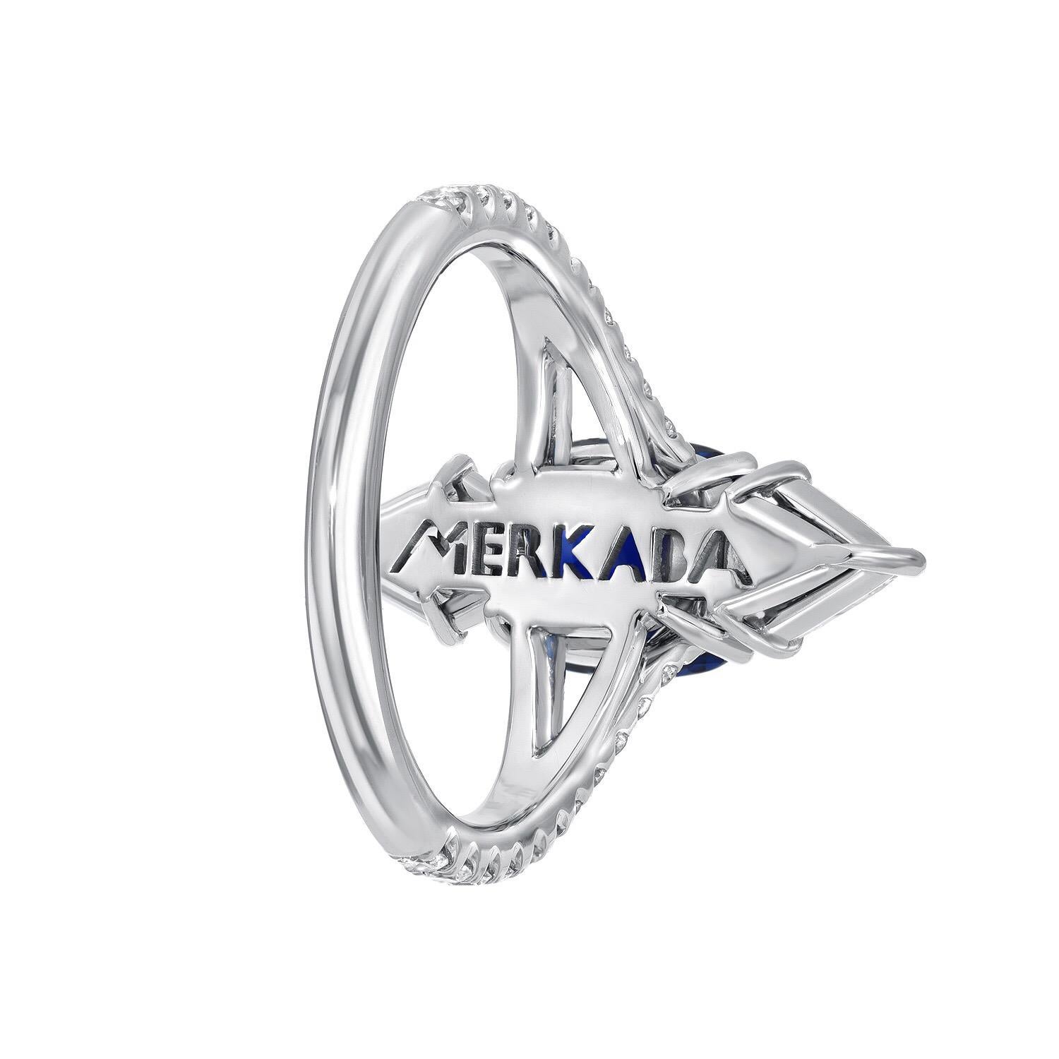 Unheated Ceylon Blue Sapphire Diamond Platinum Engagement Ring GIA Certified (Moderne)