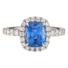 Unheated Ceylon Sapphire and Diamond Ring