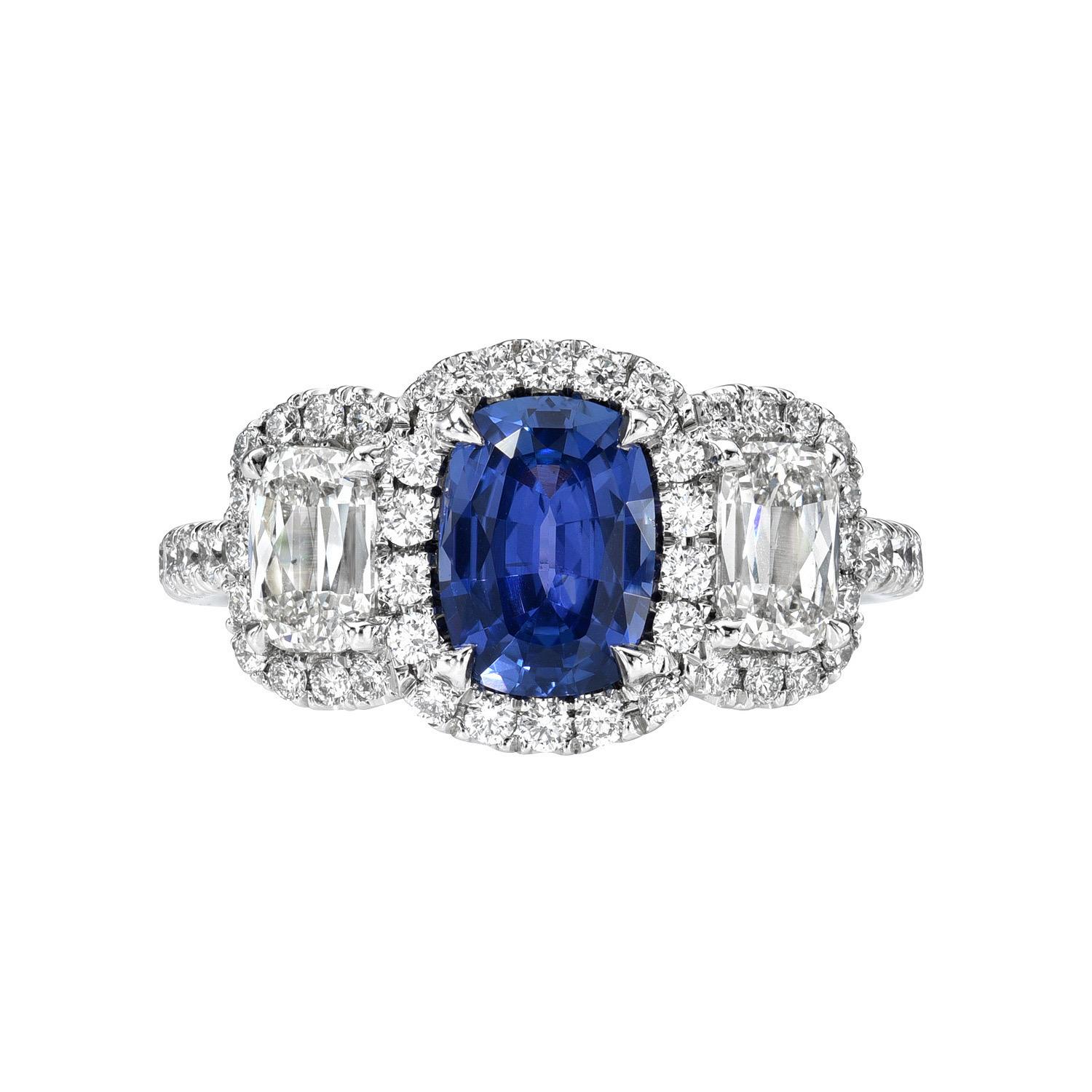Unheated Color Change Blue Violet Sapphire Ring 1.16 Carat Cushion Burma Natural In New Condition For Sale In Beverly Hills, CA