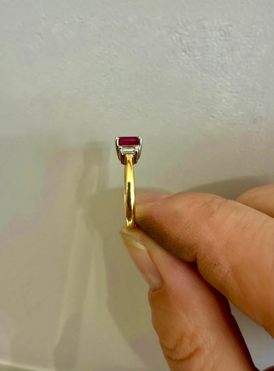 Unheated Emerald Cut Ruby Diamond Engagement Ring… - image 5