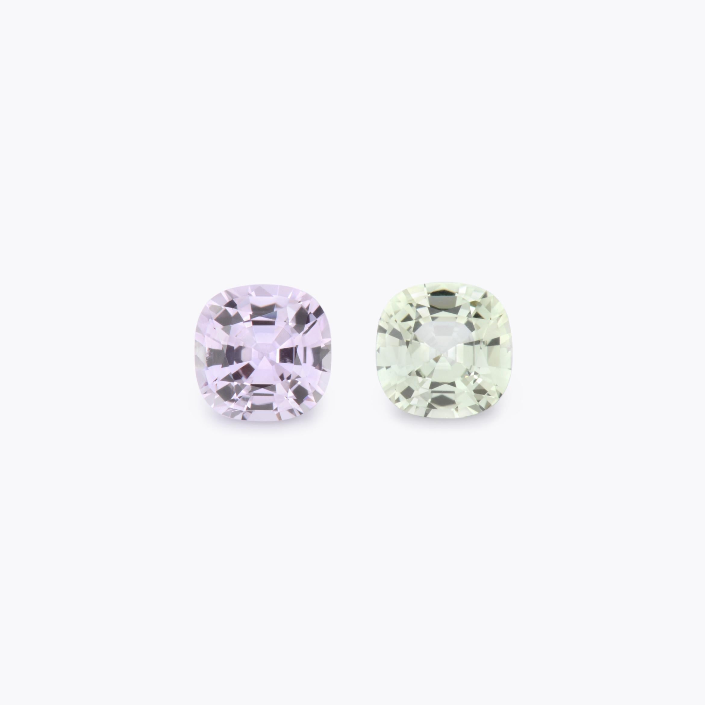 Contemporary Unheated Fancy Sapphire Ring Earrings Cushion Pair 2.25 Carat Loose Gemstones