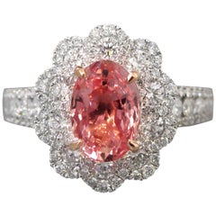 Unheated GIA 2.65 Carat Padparadscha Sapphire Ring