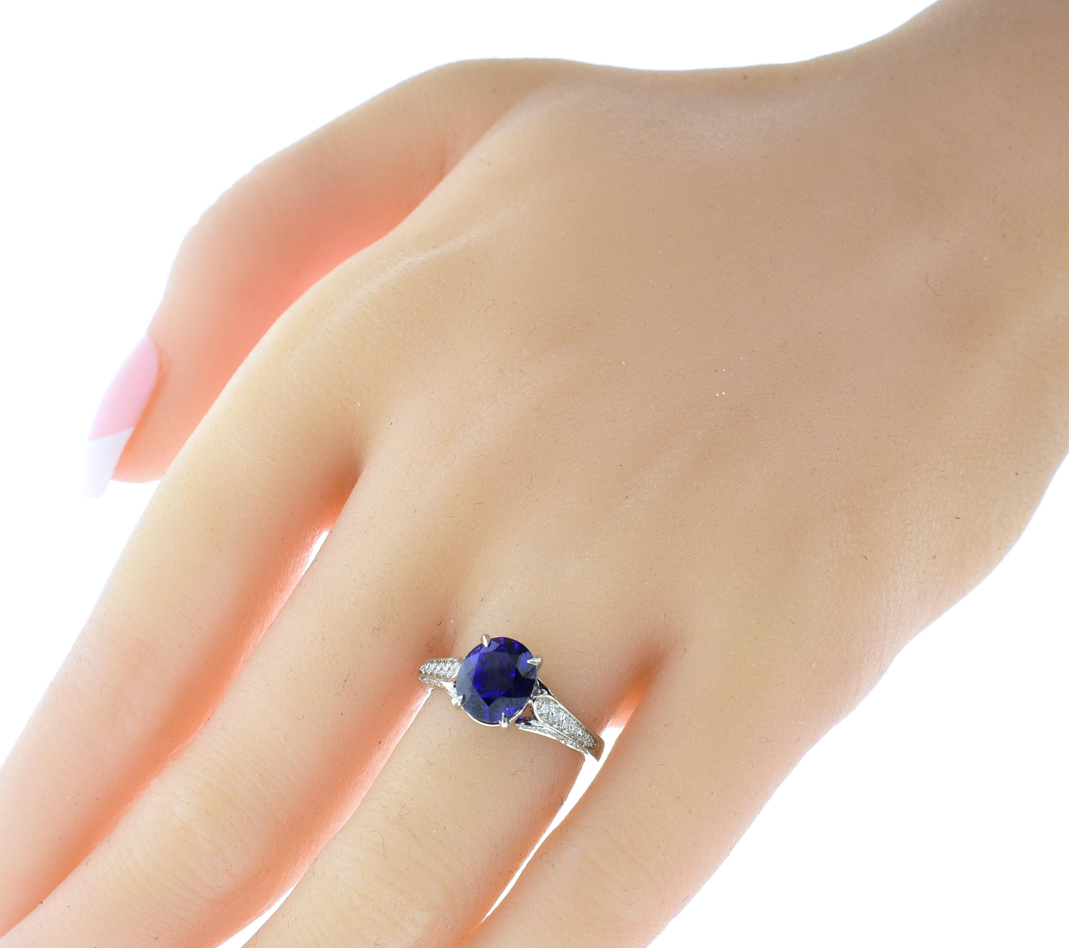 Unheated GIA Certified Natural Very Fine Sapphire and Diamond Ring 1
