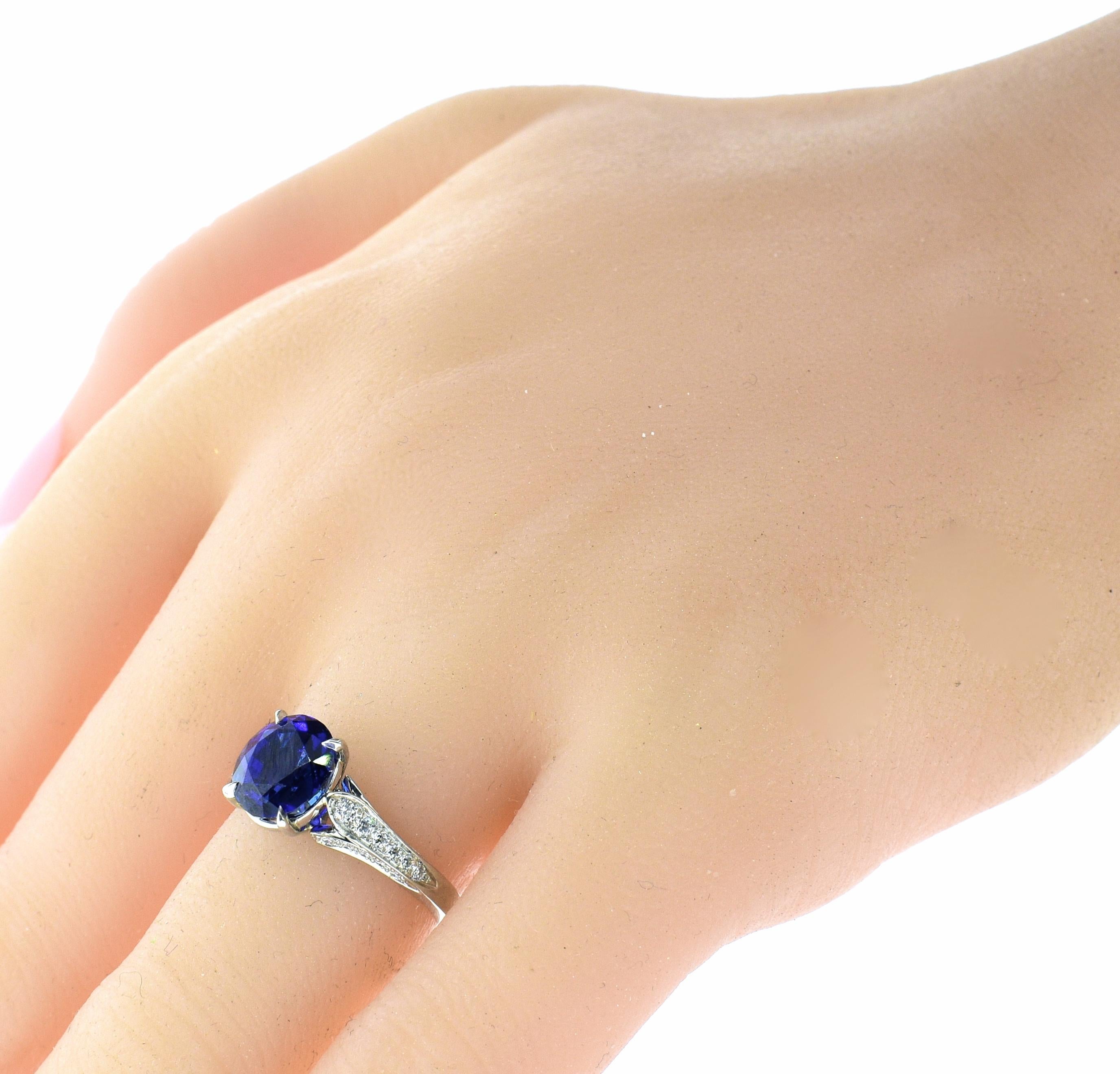 Unheated GIA Certified Natural Very Fine Sapphire and Diamond Ring 2