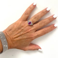 Unheated GIA Certified 3.51ct Oval Pink Sapphire & Diamonds Ring