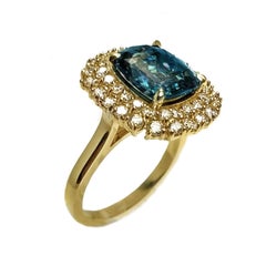 Unheated GIA Greenish-Blue Sapphire Ring