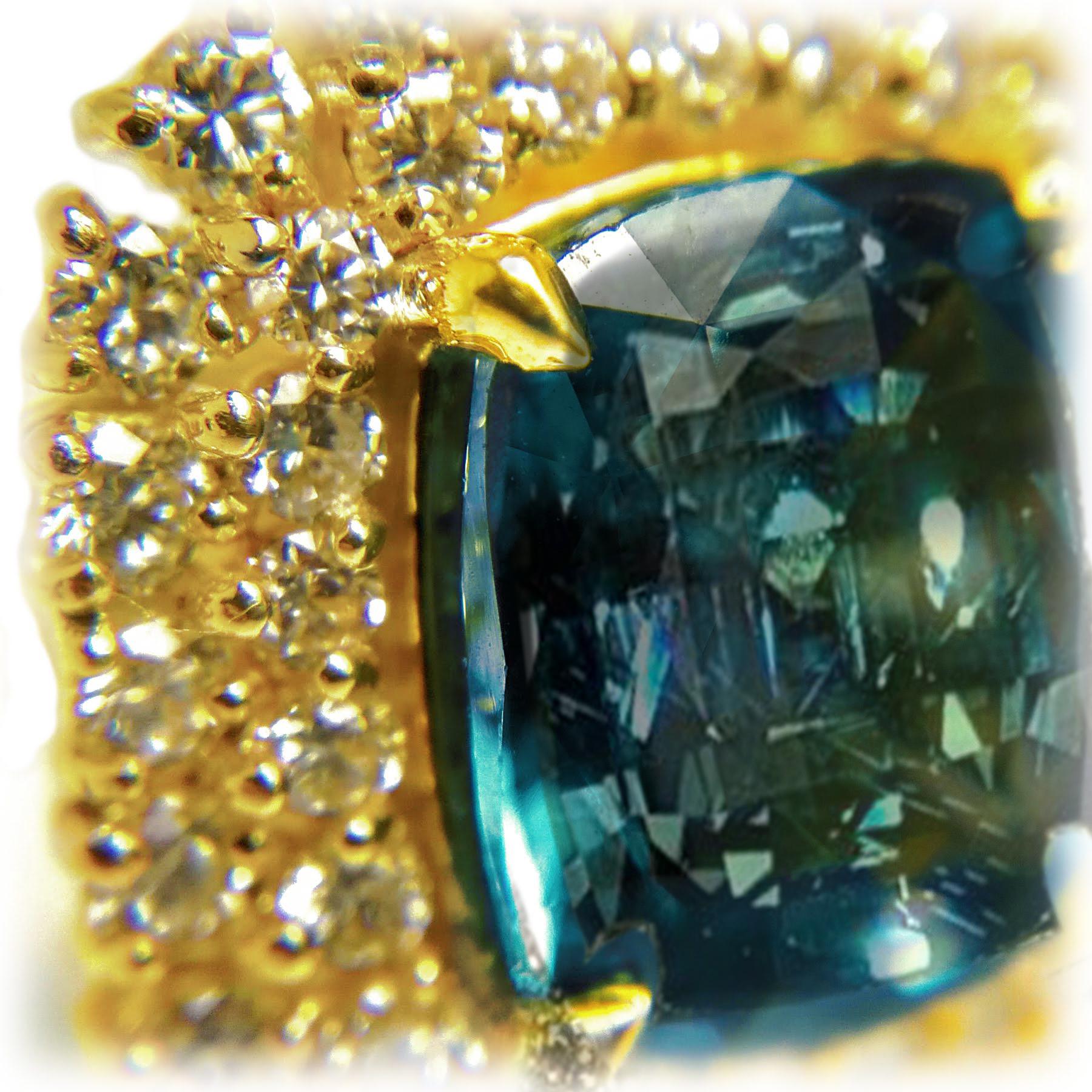 Unheated GIA Greenish-Blue Sapphire Ring In New Condition In Richmond, BC