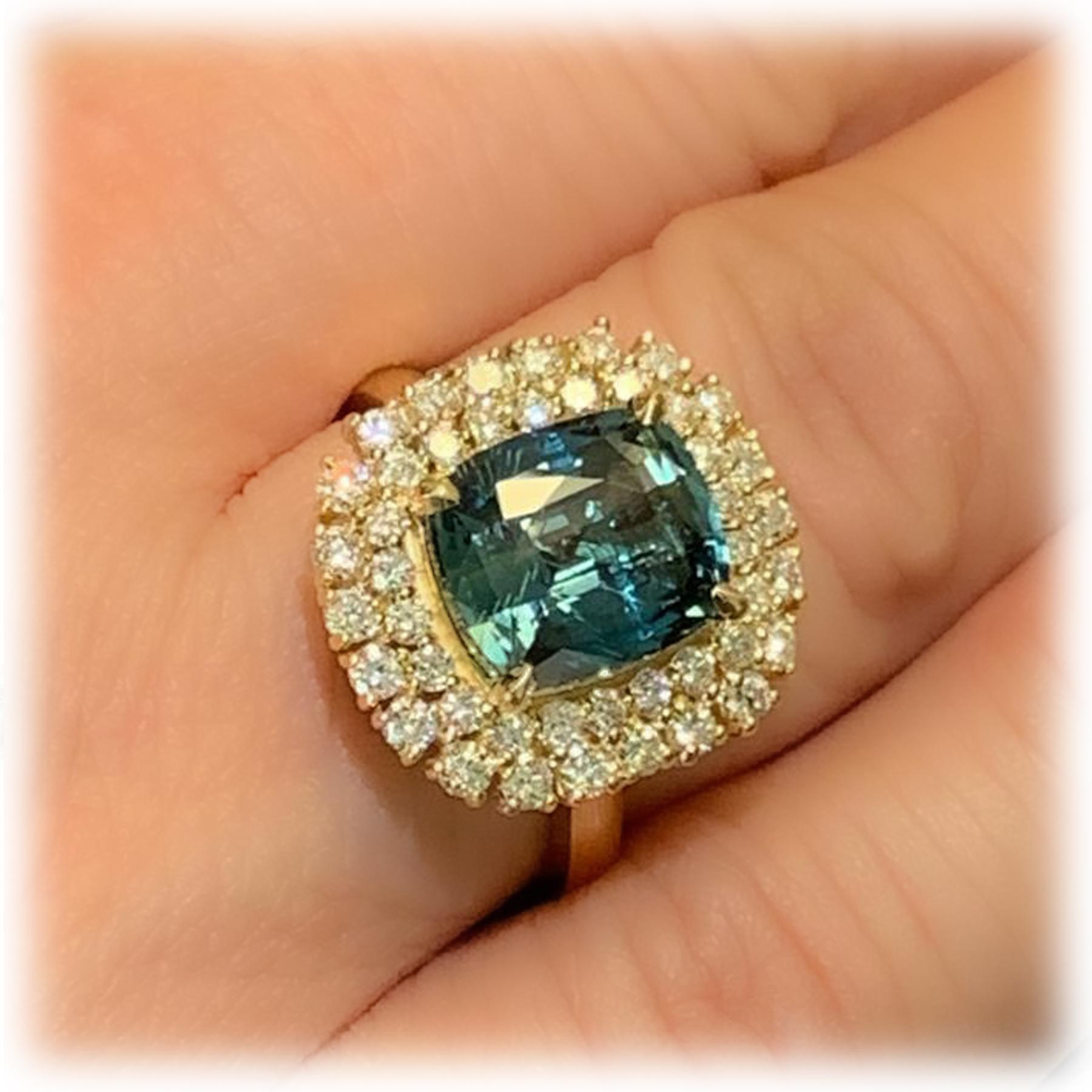 Unheated GIA Greenish-Blue Sapphire Ring 1