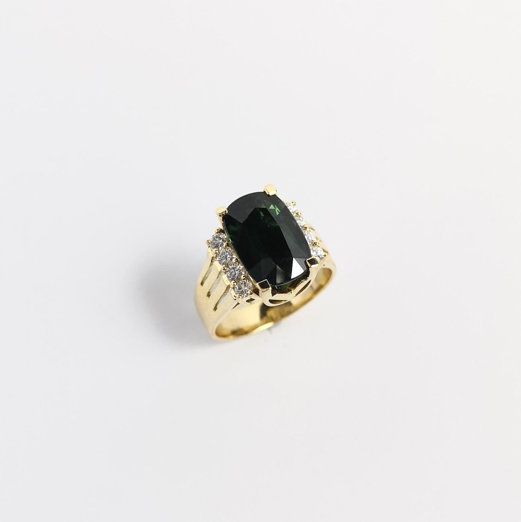 Ring mit unerhitztem grünem Saphir und Diamant in 18 Karat Goldfassungen gefasst im Angebot 5
