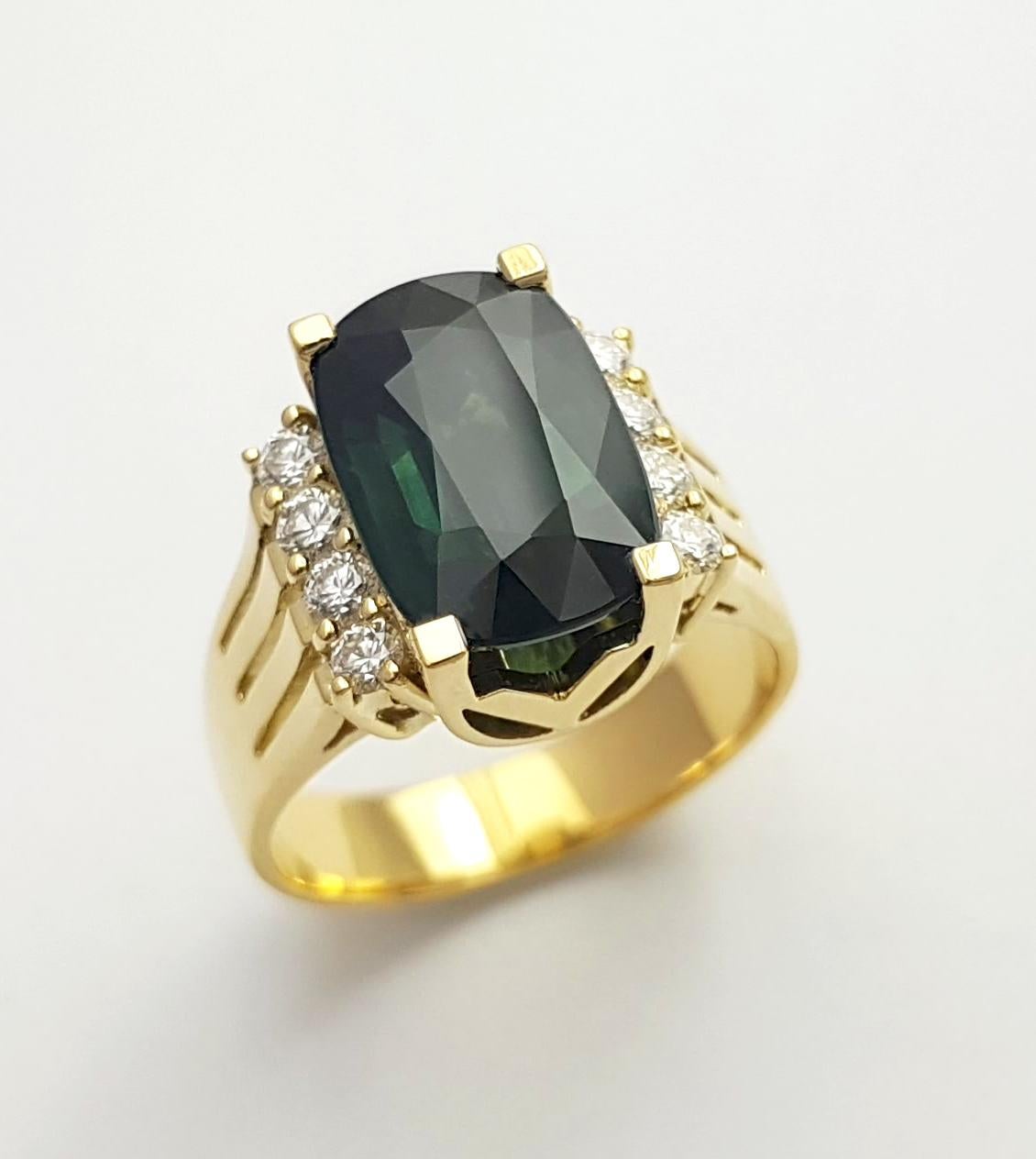 Ring mit unerhitztem grünem Saphir und Diamant in 18 Karat Goldfassungen gefasst im Angebot 6