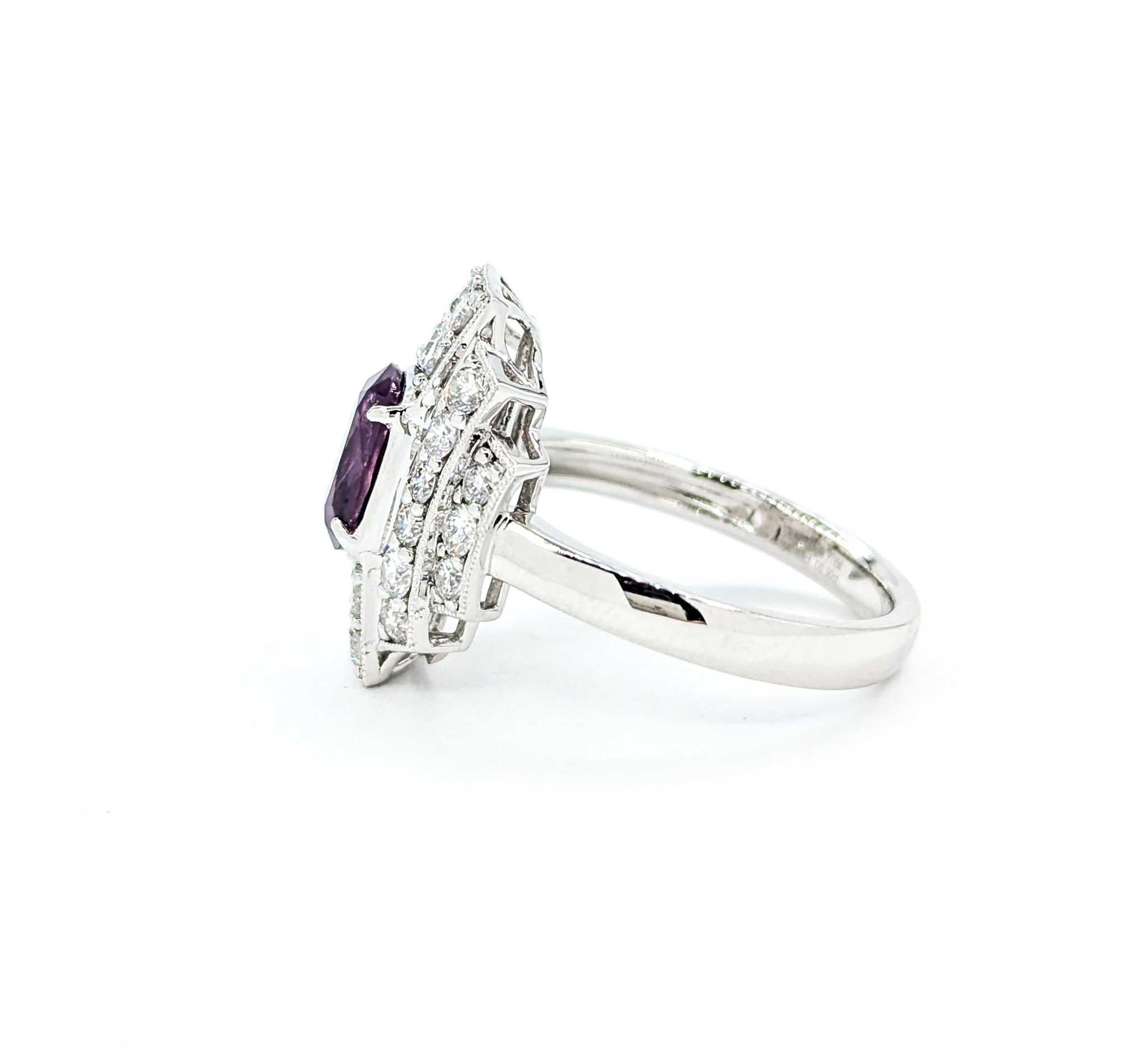 Unheated Kashmir Sapphire and Diamond Art Deco Inspired Ring in Platinum 5