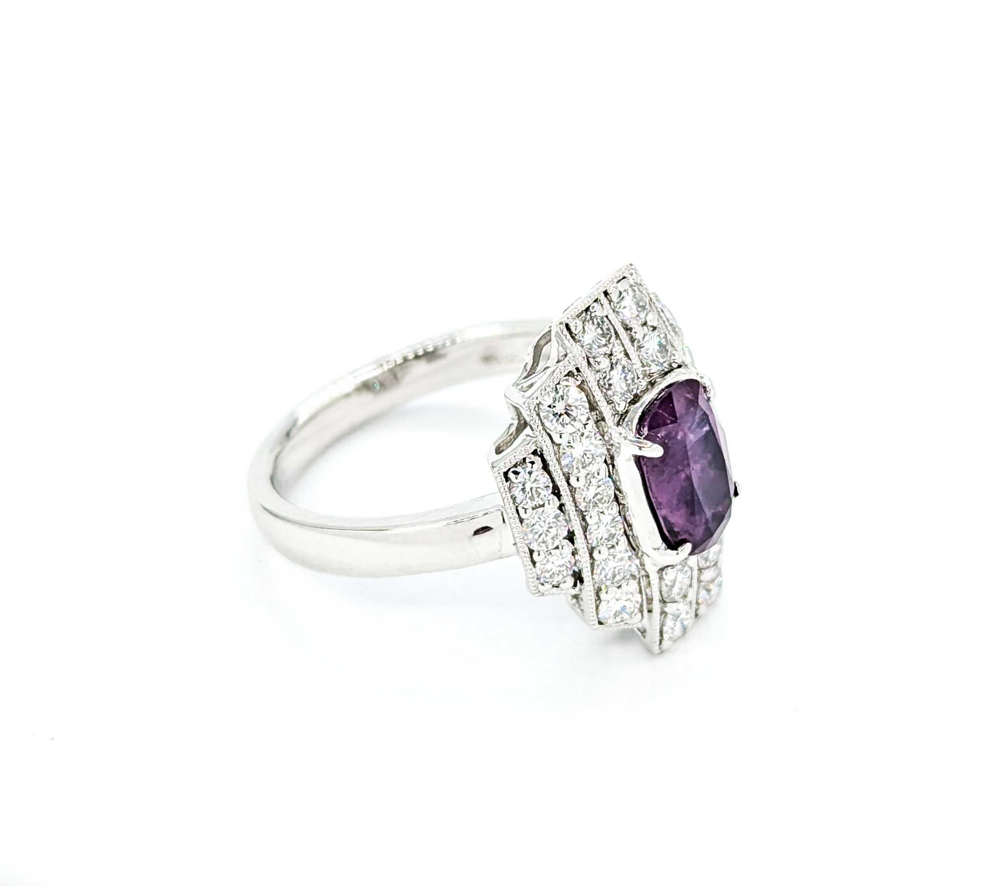 Unheated Kashmir Sapphire and Diamond Art Deco Inspired Ring in Platinum 2