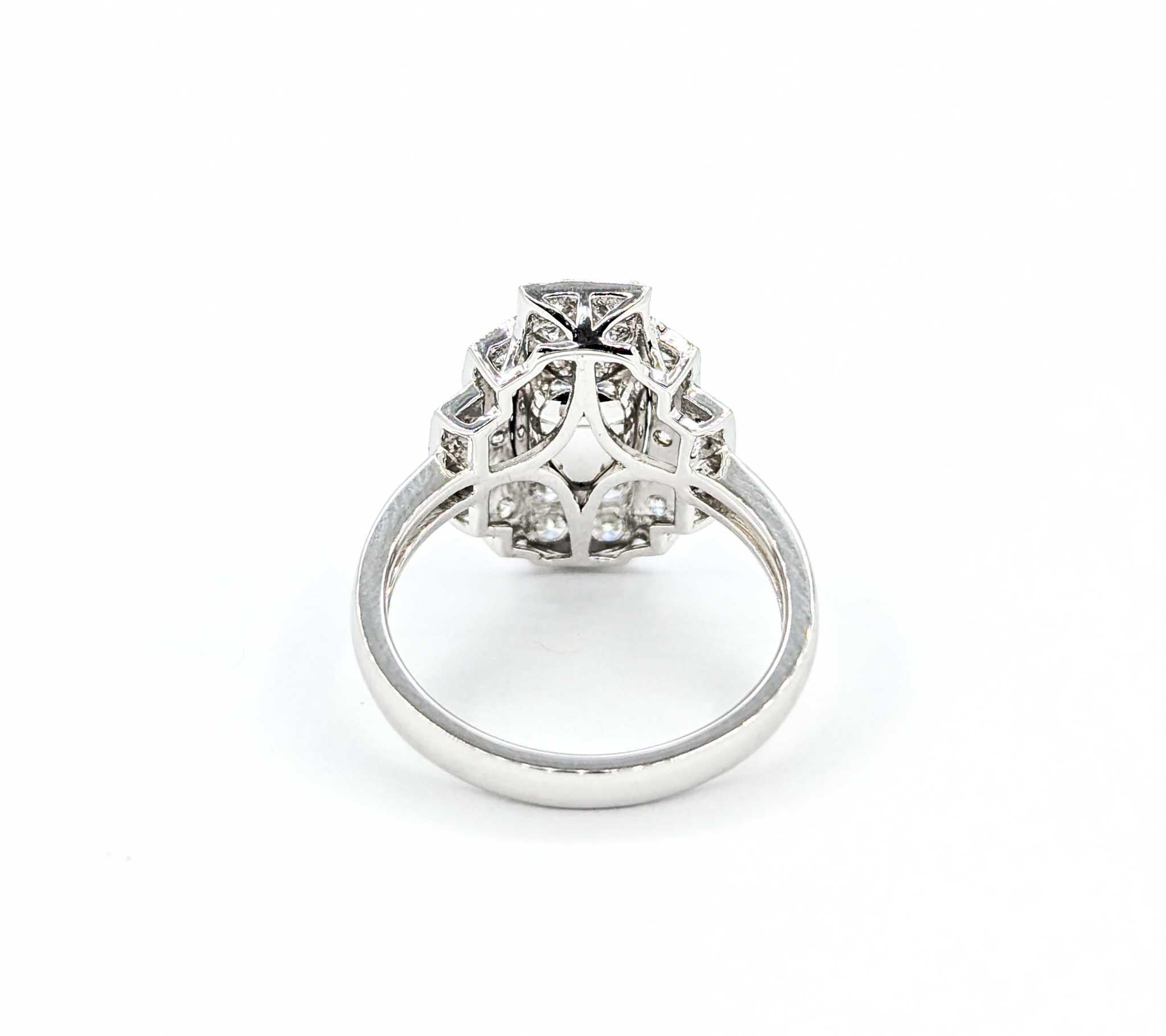 Unheated Kashmir Sapphire and Diamond Art Deco Inspired Ring in Platinum 3