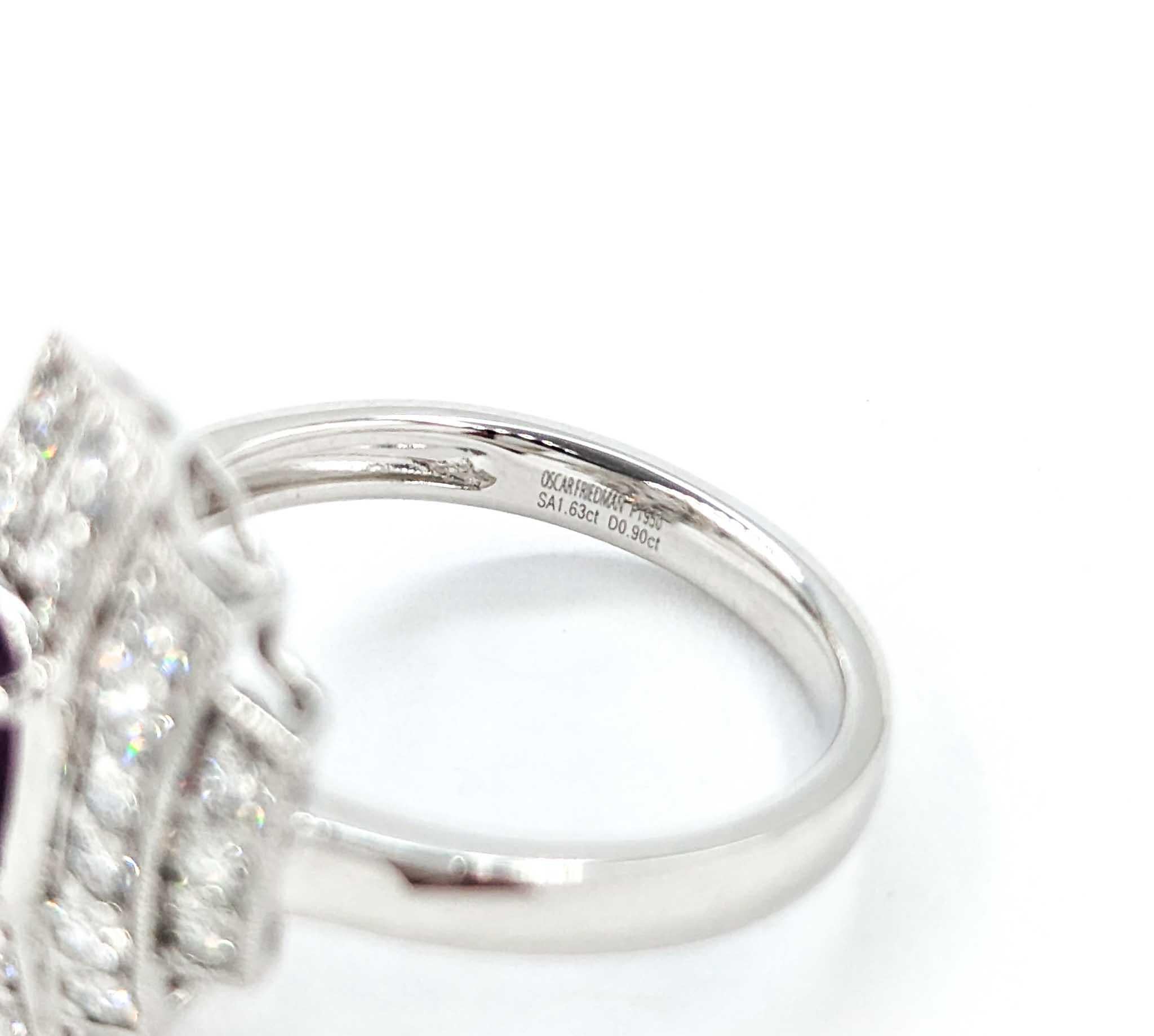 Unheated Kashmir Sapphire and Diamond Art Deco Inspired Ring in Platinum 4