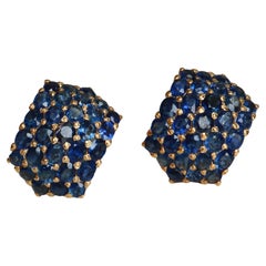 Unheated Mogok blue sapphires bold dome design Earring in 18k solid gold