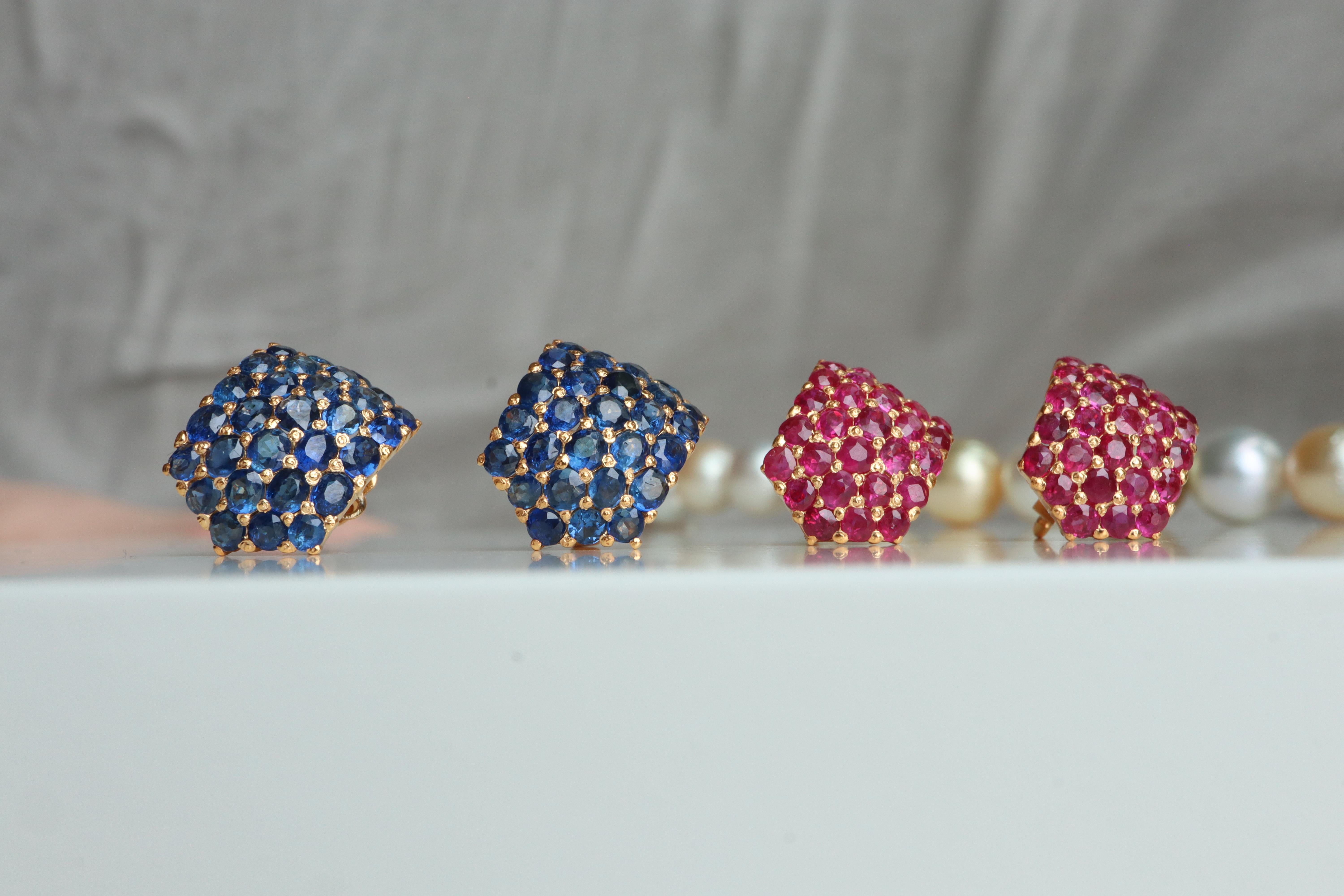 Unheated Mogok Rubies bold dome design Earring in 18k solid gold In New Condition For Sale In Singapore, SG