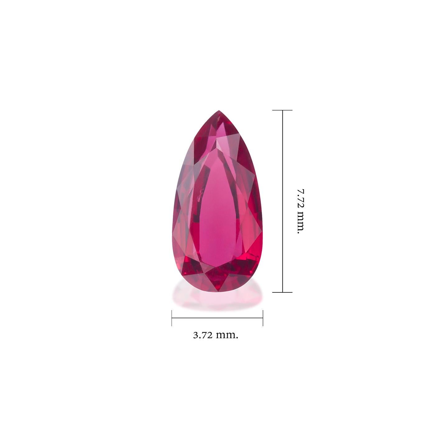 Unheated Mozambique Ruby 0.67 Ct G-ID Certified Pear Cut In New Condition For Sale In Bangkok, TH