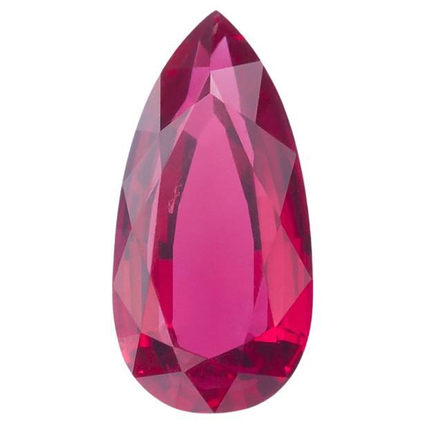 Unheated Mozambique Ruby 0.67 Ct G-ID Certified Pear Cut For Sale