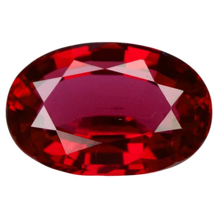 Unheated Mozambique Ruby 0.73 Ct G-ID Certified Oval Cut For Sale