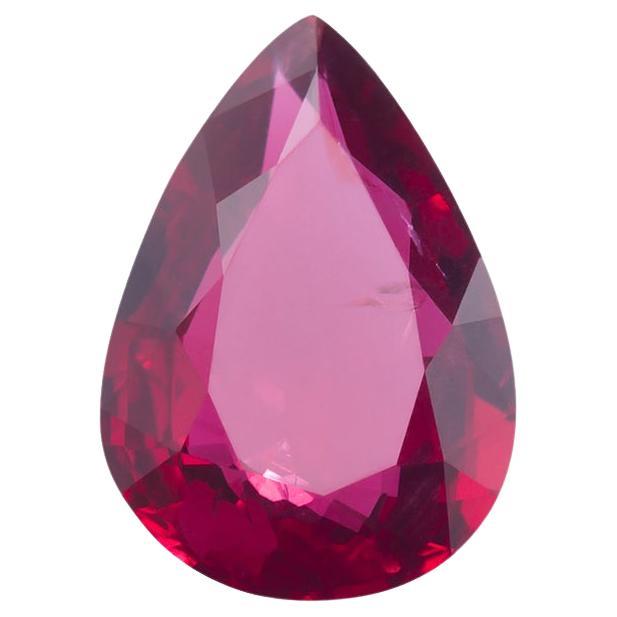 Unheated Mozambique Ruby 0.83 Ct G-ID Certified Pear Cut For Sale