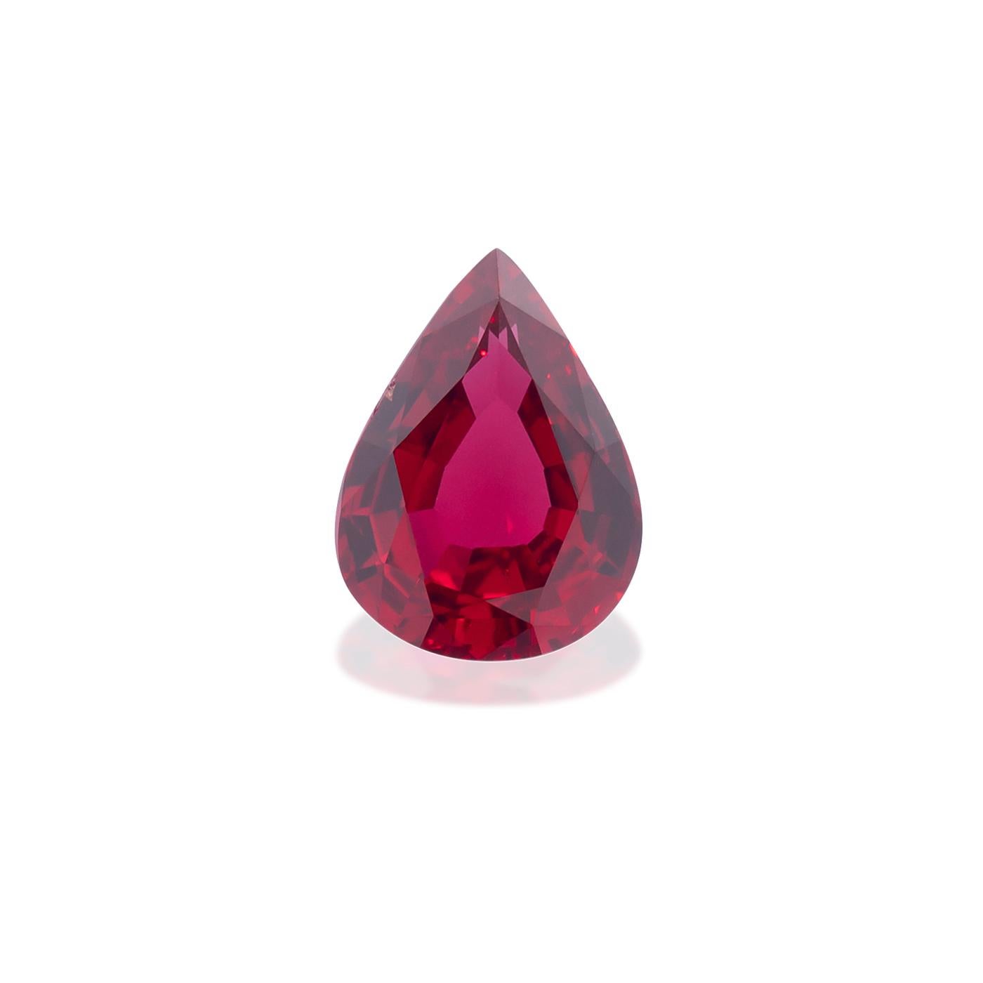 Contemporary Unheated Mozambique Ruby 0.84 Ct G-ID Certified Pear Cut For Sale