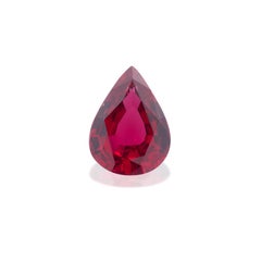 Rubis du Mozambique non chauffé 0.84 carat, certifié G-ID, taille poire