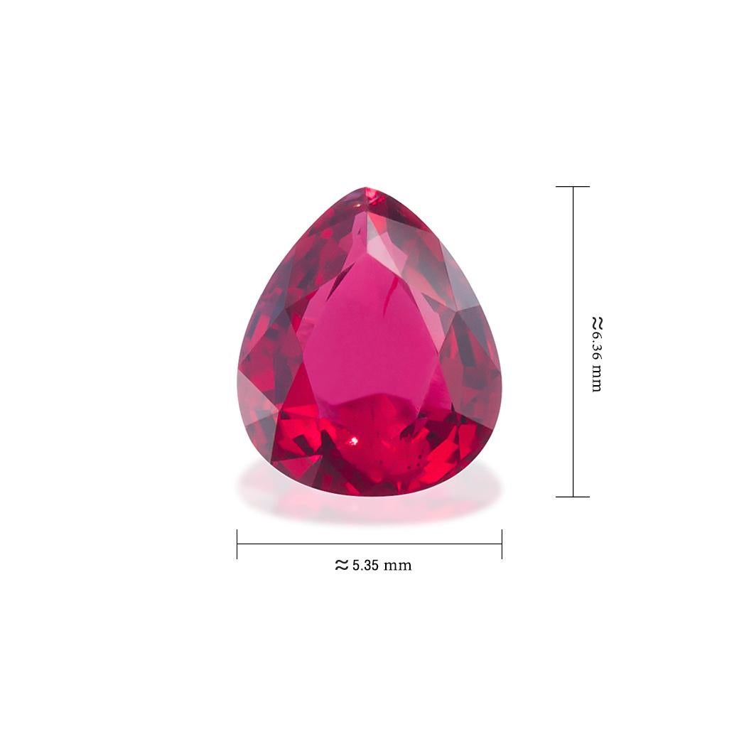 Contemporary Unheated Mozambique Ruby 0.86 Ct G-ID Certified Pear Cut For Sale
