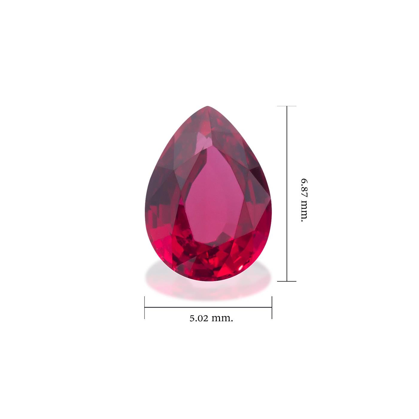 Unheated Mozambique Ruby 0.86 Ct G-ID Certified Pear Cut In New Condition For Sale In Bangkok, TH