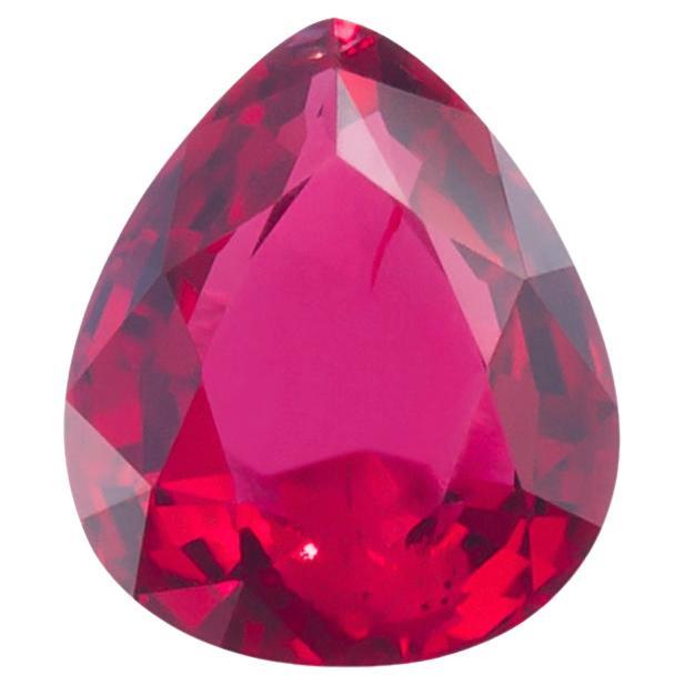 Unheated Mozambique Ruby 0.86 Ct G-ID Certified Pear Cut