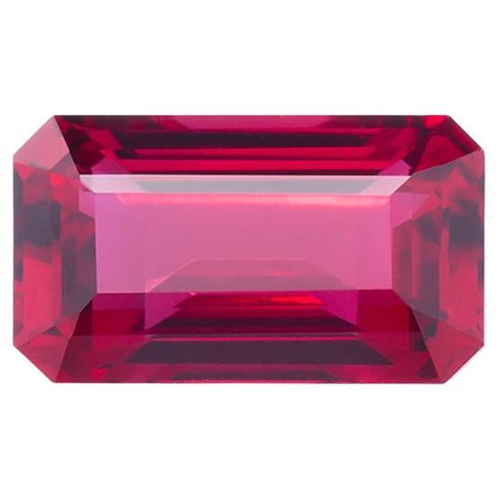 Unheated Mozambique Ruby 0.87 Ct G-ID Certified Octagon Cut For Sale