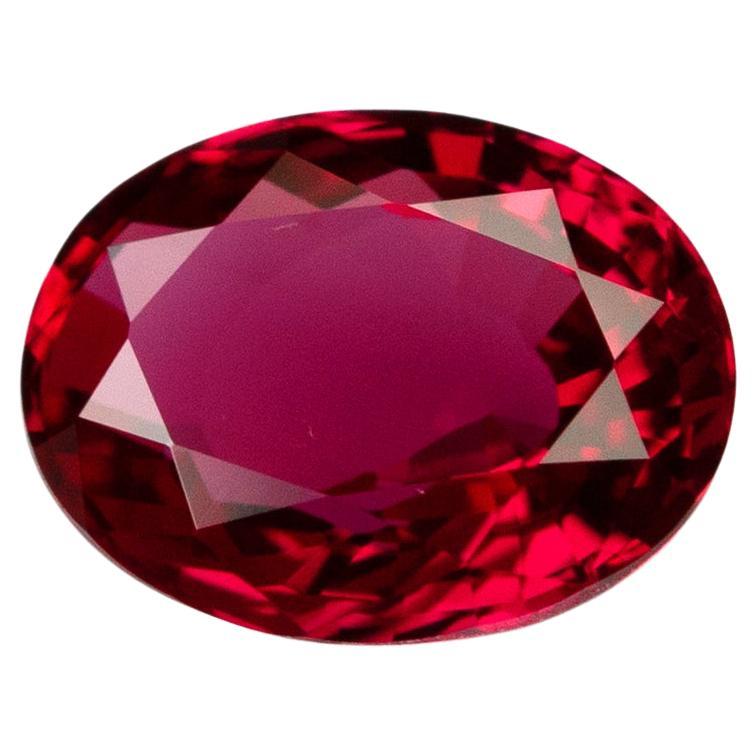 Unheated Mozambique Ruby 0.88 Ct G-ID Certified Oval Cut For Sale