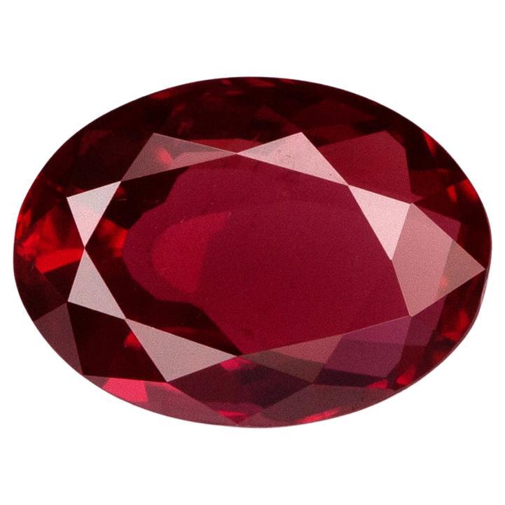 Unheated Mozambique Ruby 1.04 Ct G-ID Certified Oval Cut For Sale