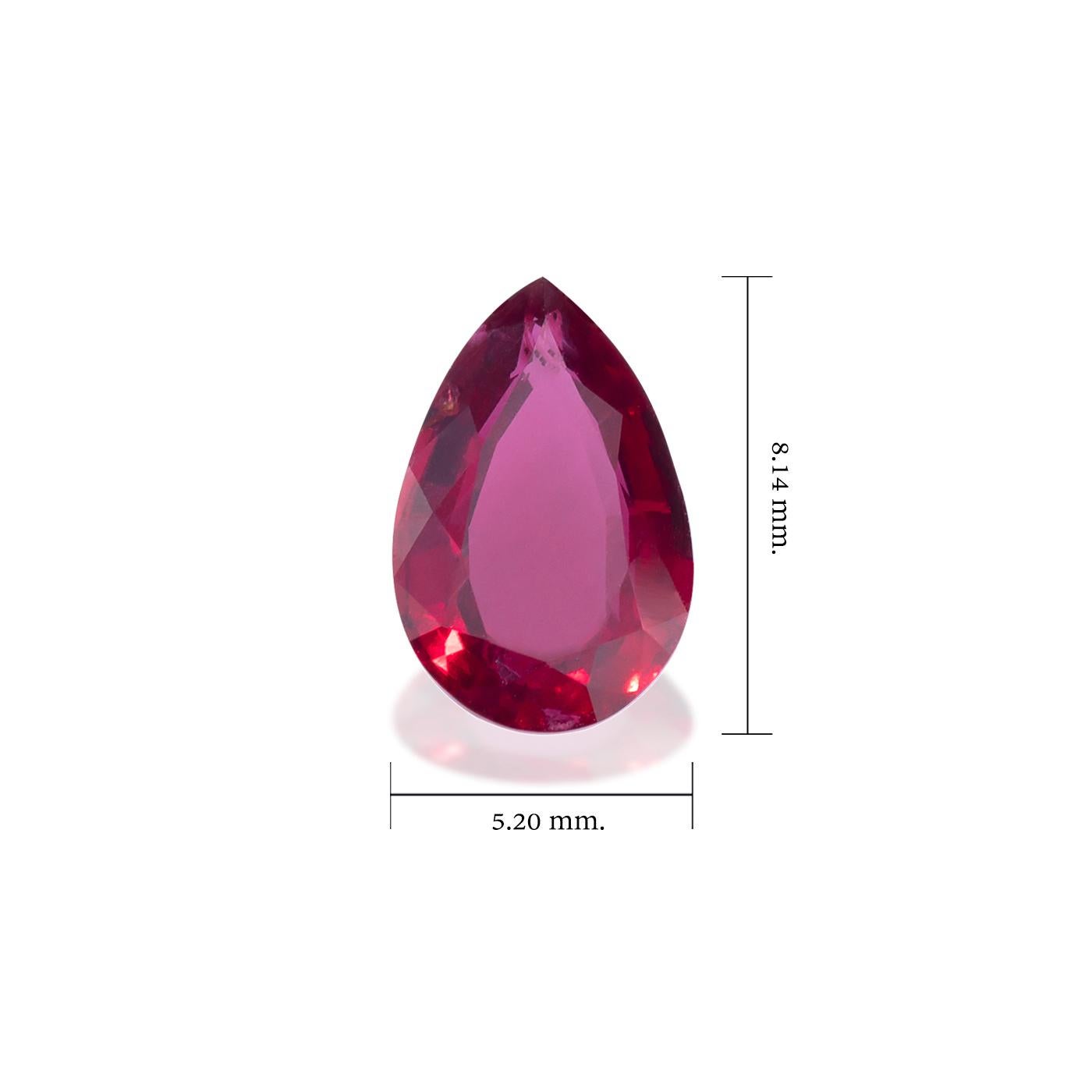 Contemporary Unheated Mozambique Ruby 1.04 Ct G-ID Certified Pear Cut For Sale