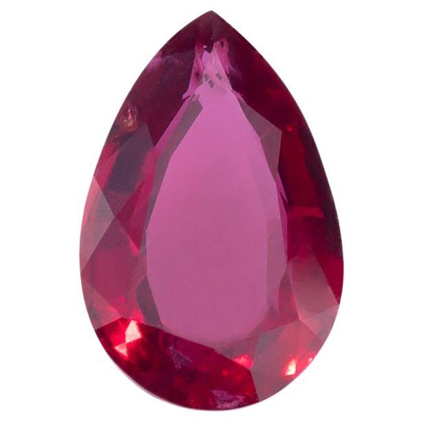 Unheated Mozambique Ruby 1.04 Ct G-ID Certified Pear Cut