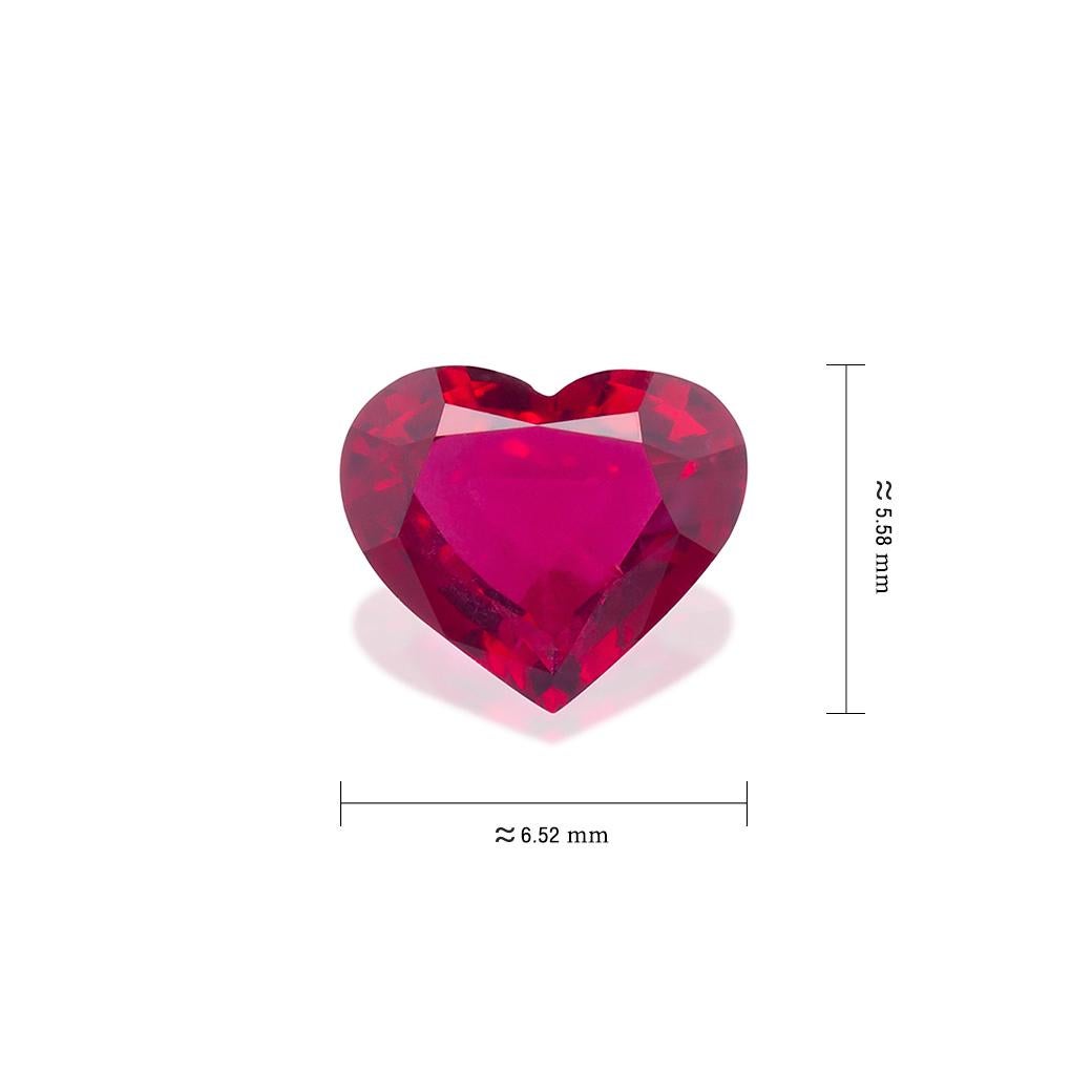 Contemporary Unheated Mozambique Ruby 1.05 Ct G-ID Certified Heart Cut For Sale