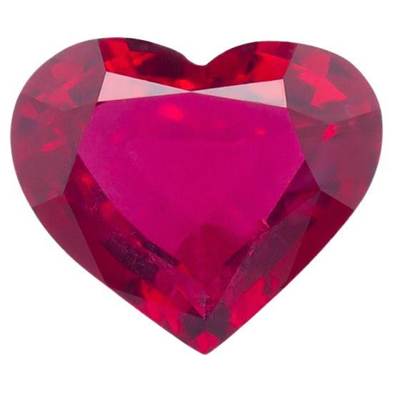 Unheated Mozambique Ruby 1.05 Ct G-ID Certified Heart Cut For Sale