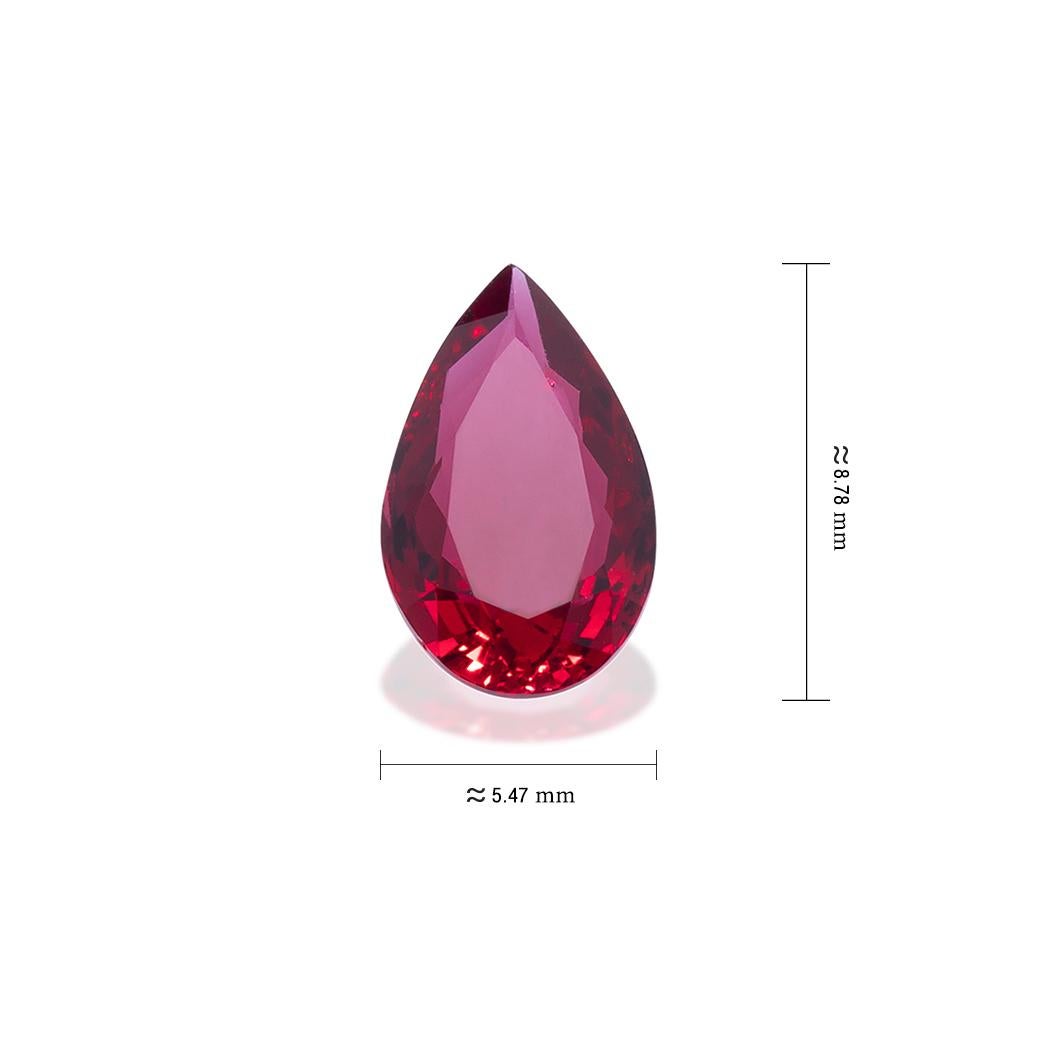 Aesthetic Movement Unheated Mozambique Ruby 1.13 Ct G-ID Certified Pear Cut For Sale