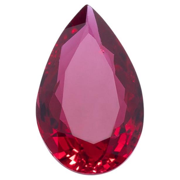 Unheated Mozambique Ruby 1.13 Ct G-ID Certified Pear Cut