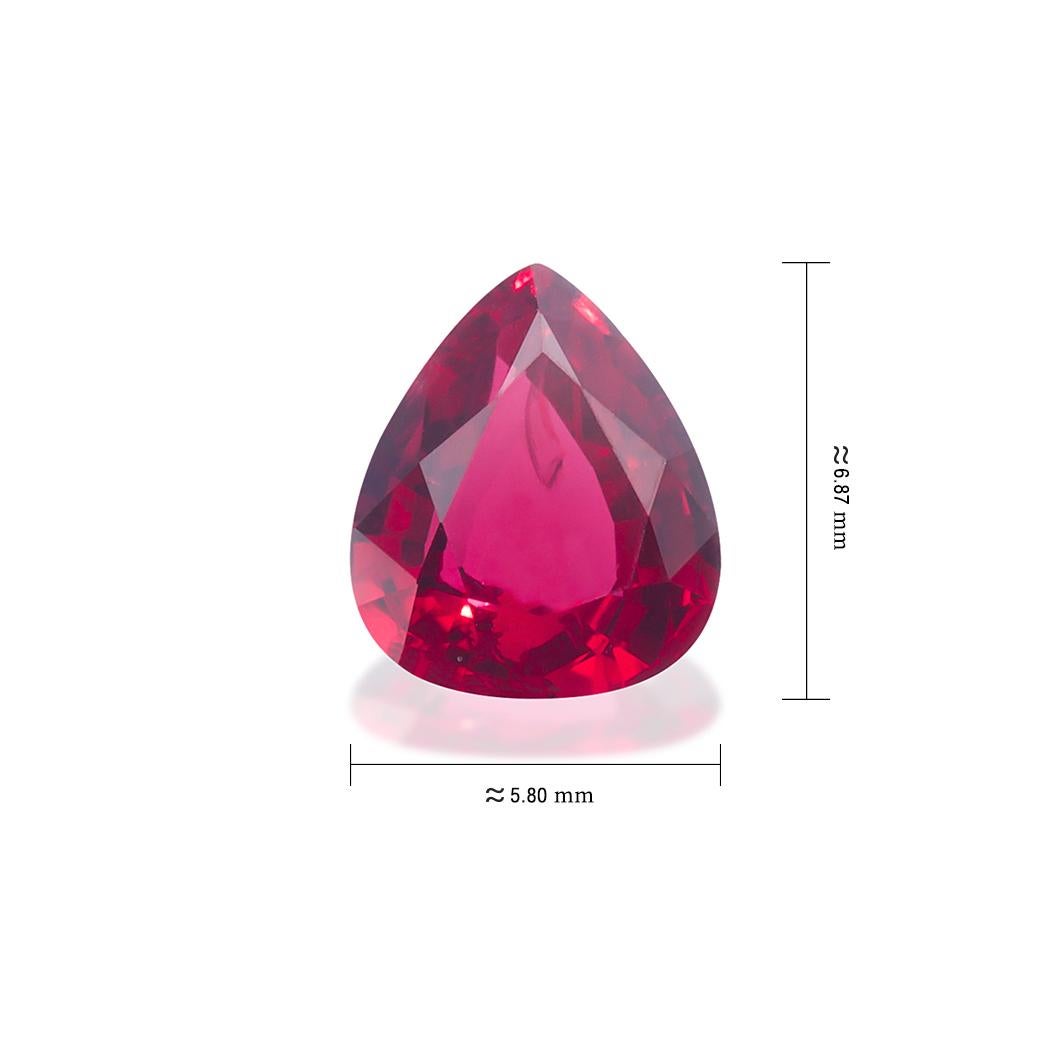 Contemporary Unheated Mozambique Ruby 1.20 Ct G-ID Certified Pear Cut For Sale