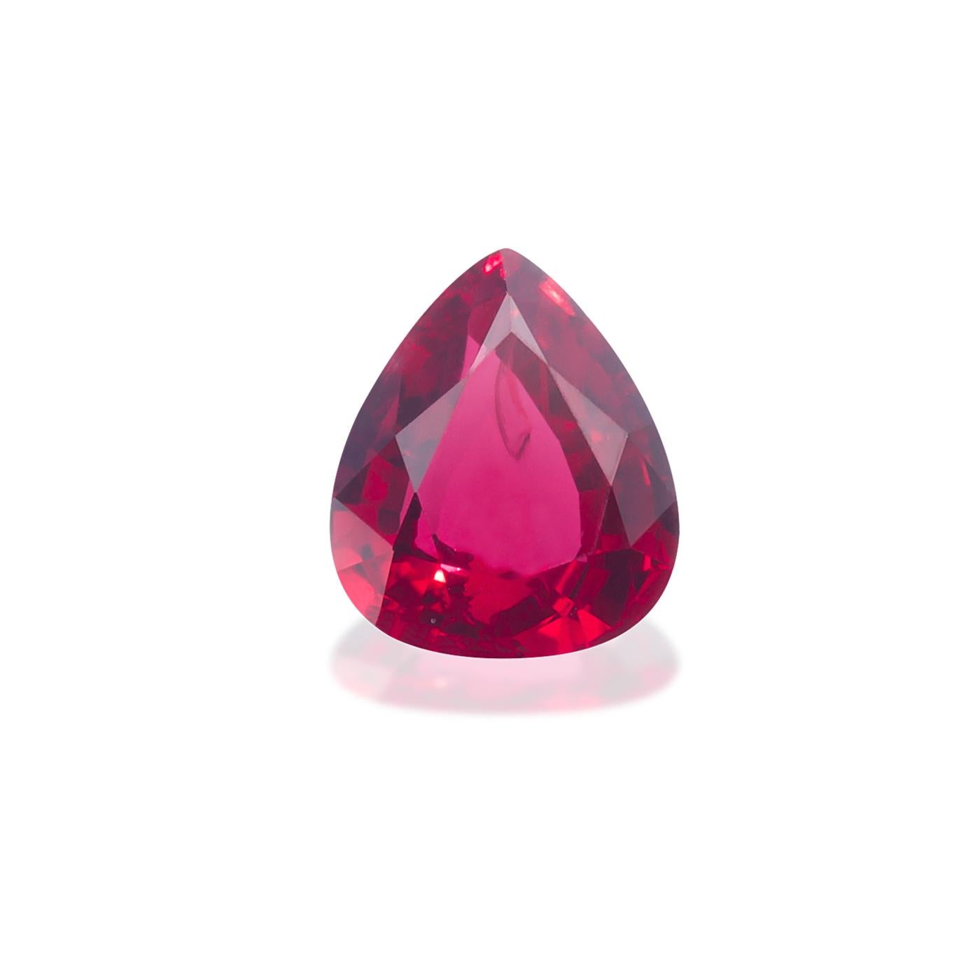 Unheated Mozambique Ruby 1.20 Ct G-ID Certified Pear Cut In New Condition For Sale In Bangkok, TH
