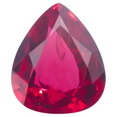 Unheated Mozambique Ruby 1.20 Ct G-ID Certified Pear Cut