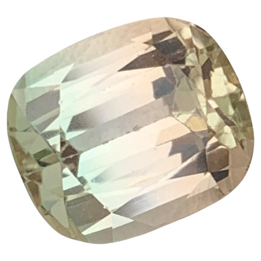 Unheated Natural Bi Color Peach Light Green Tourmaline Ring Gem 4.60 Carat For Sale