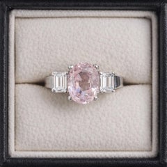 Unheated No Heat 3.06ct Padparadscha Sapphire Ring AIGS Certificate