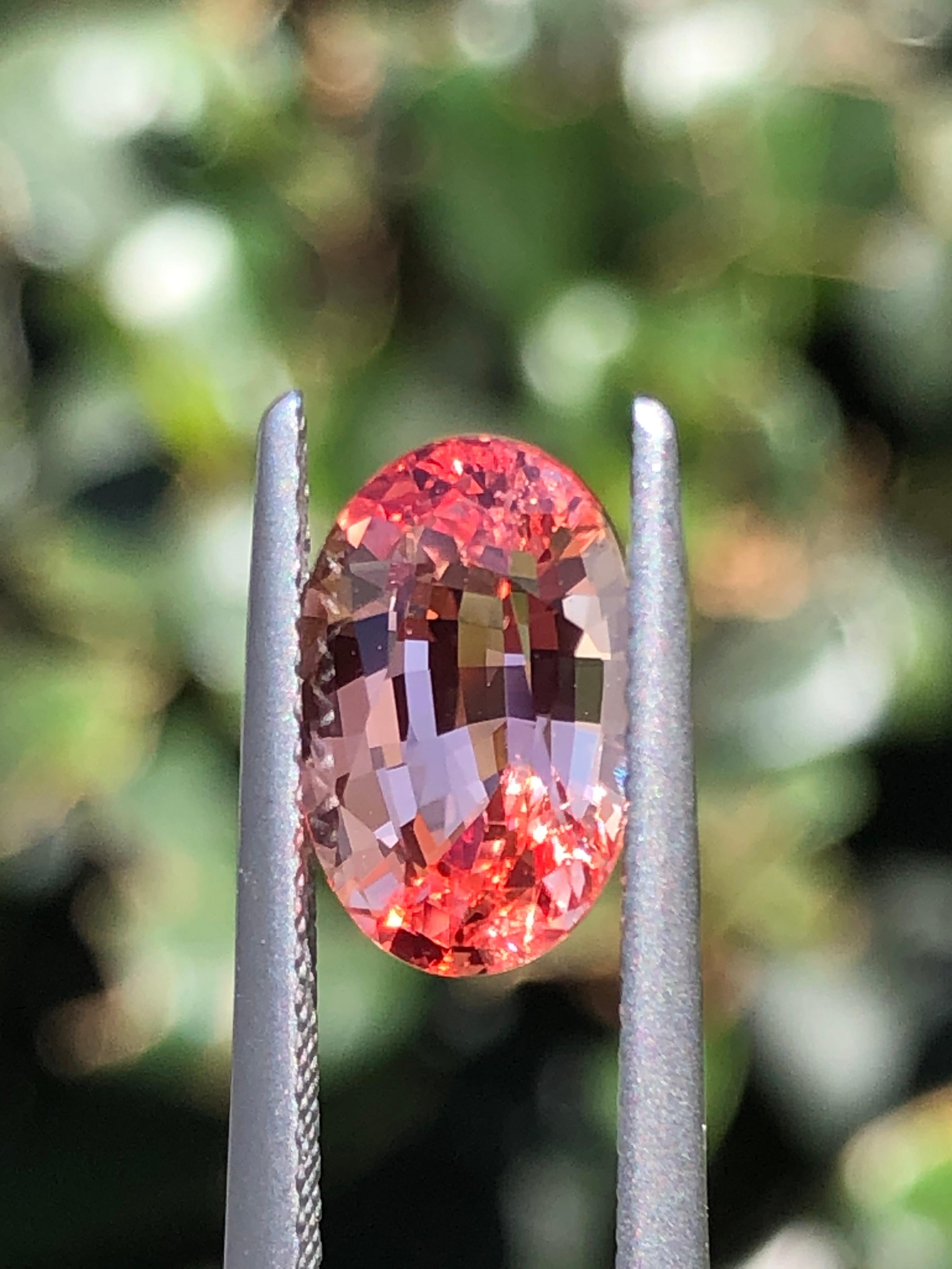 Unheated Padparadscha Sapphire Ring Gem 3.02 Carat Ceylon No Heat Loose Gemstone In New Condition In Beverly Hills, CA